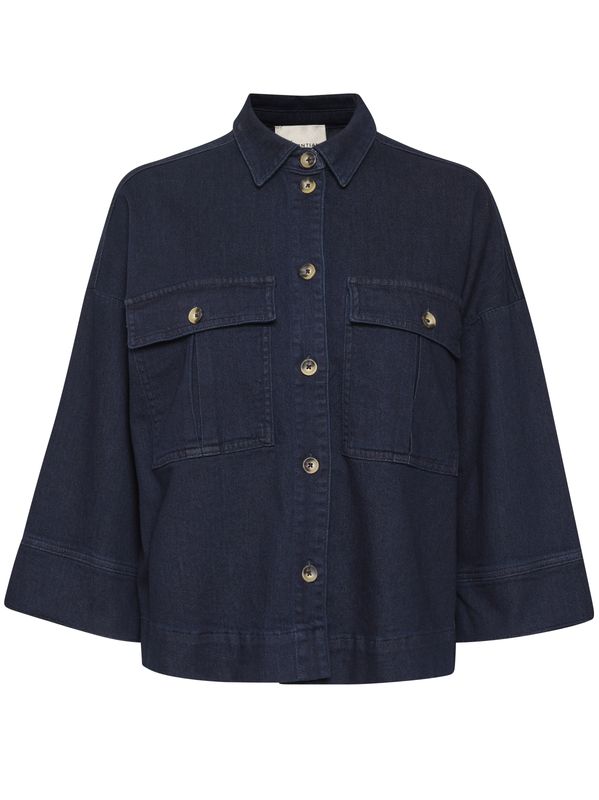 My Essential Wardrobe Lara Short Shirt 115 Dark Blue Un-Wash