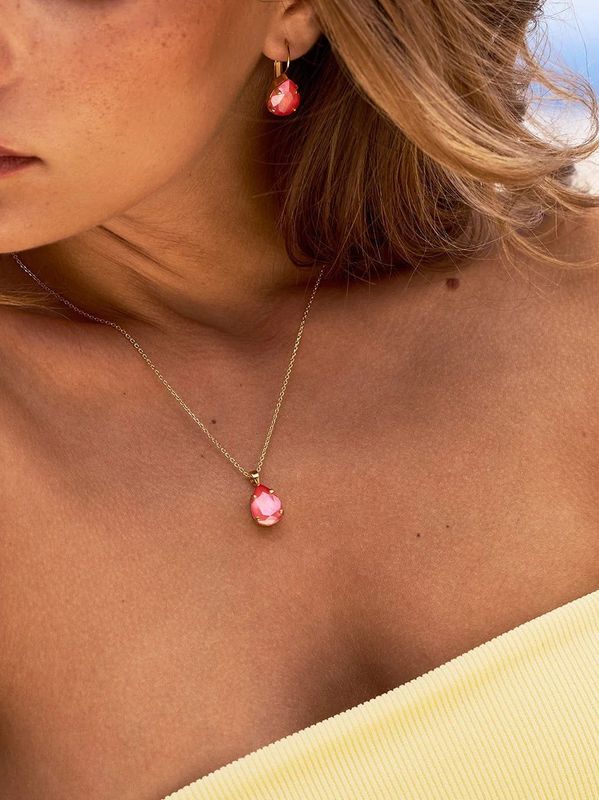 Caroline Svedbom Mini Drop Necklace Gold Light Coral