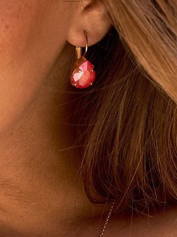Caroline Svedbom Mini Drop Clasp Earrings Gold Light Coral