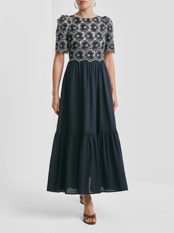 By TiMo Broderie Anglaise Maxi Dress Marine