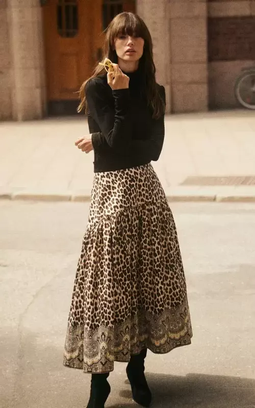 By TiMo Taffeta Midi Skirt Wild Paisley
