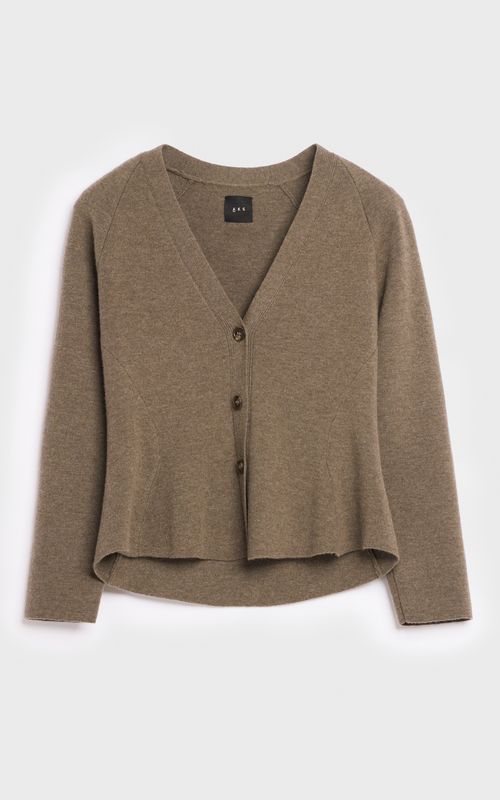  AKS Label Ginny Merino Cardigan Espresso
