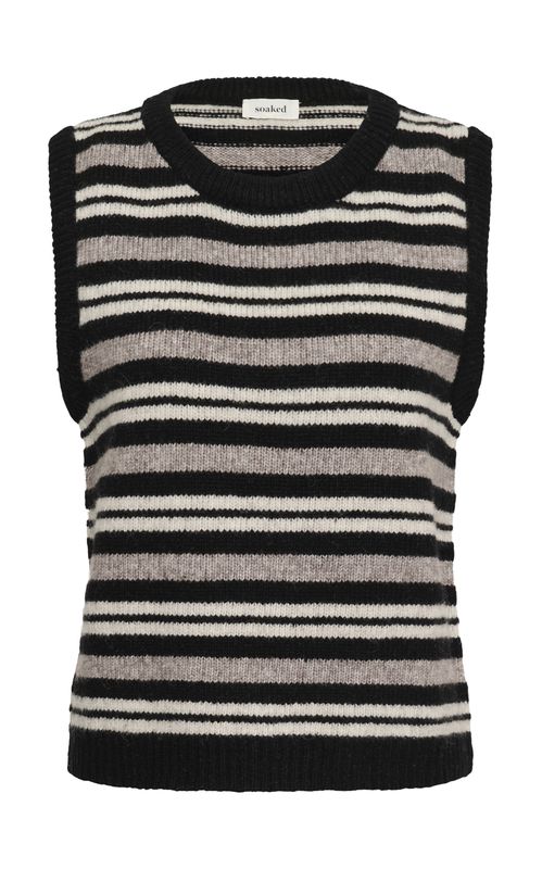Soaked Kaegan Vest Black and Walnut Stripe