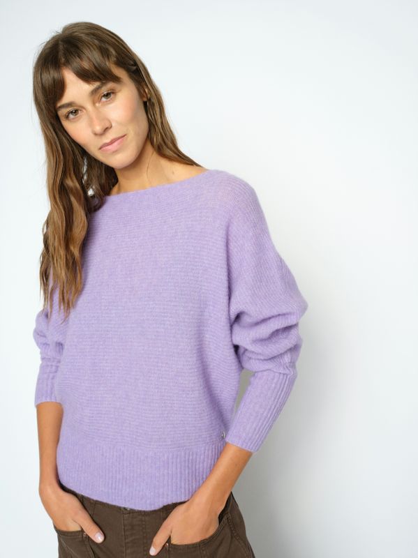 Mos Mosh Thora Boatneck Knit Violet Tulip