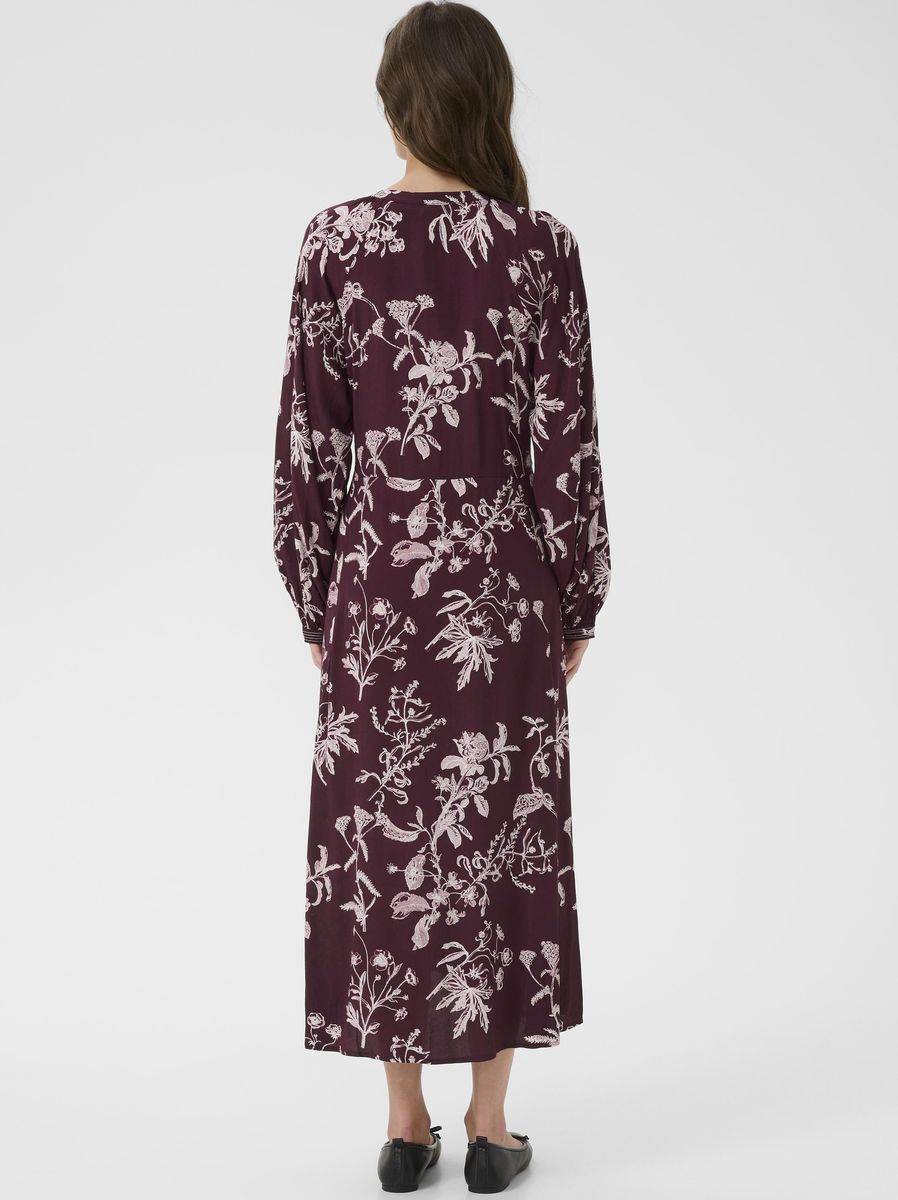 Part Two Sicilia Dress Tawny Port Botanical Print