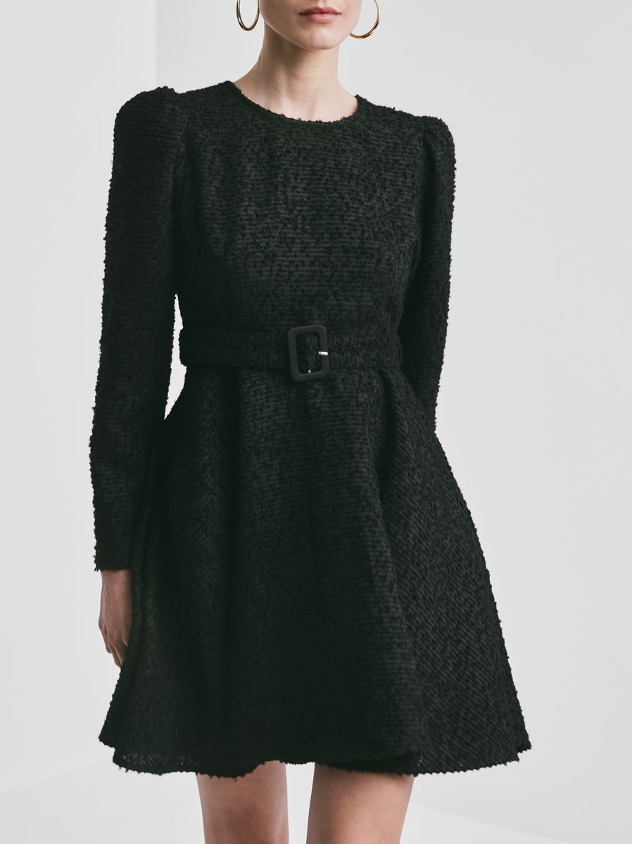 By TiMo Bouclé Belt Dress Black