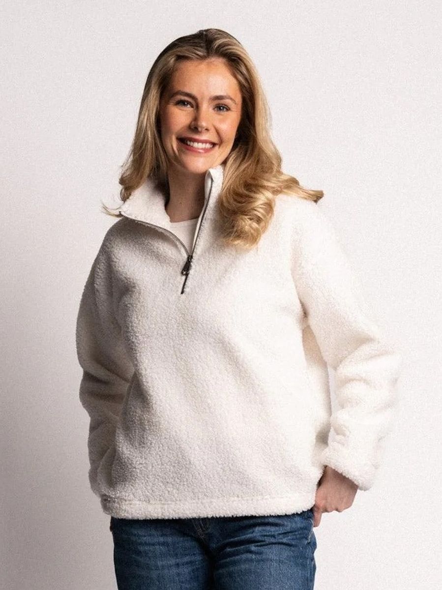 Monel Annie Tedddy Fleece Half Zip White