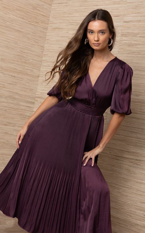 Hale Bob Fleur Solid Dress Plum