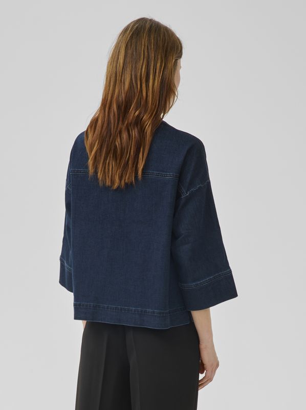 My Essential Wardrobe Lara Short Shirt 115 Dark Blue Un-Wash