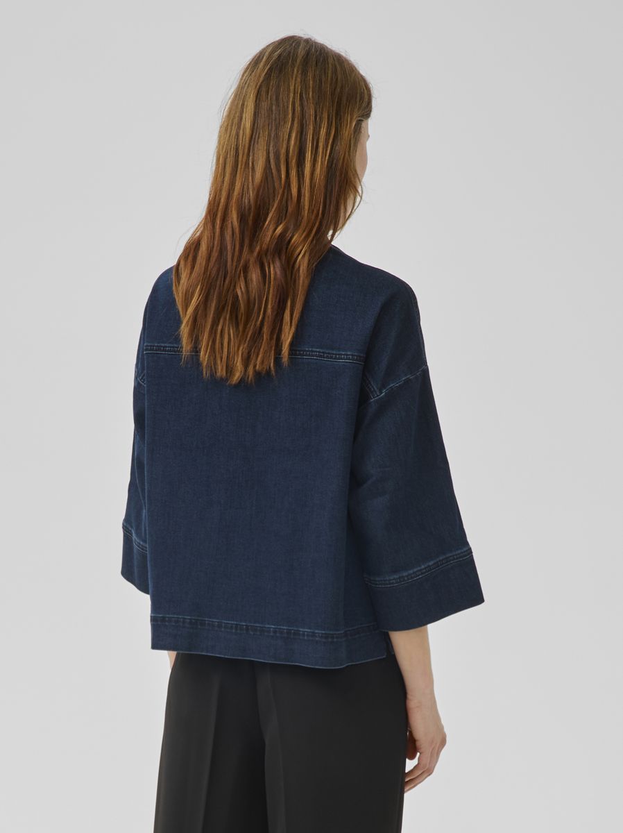 My Essential Wardrobe Lara Short Shirt 115 Dark Blue Un-Wash