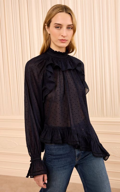 Ulla Johnson Marcella LS Cotton Blouse Nightfall