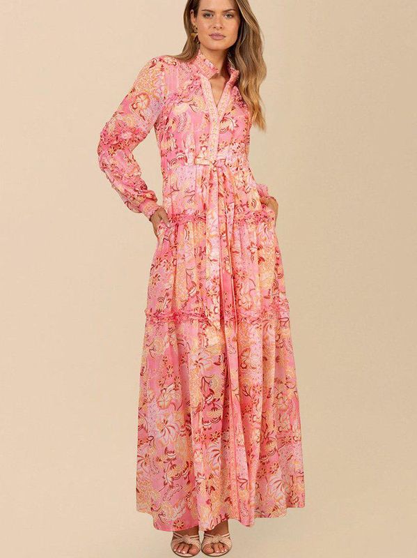 Hale Bob Meghan Long Dress Coral