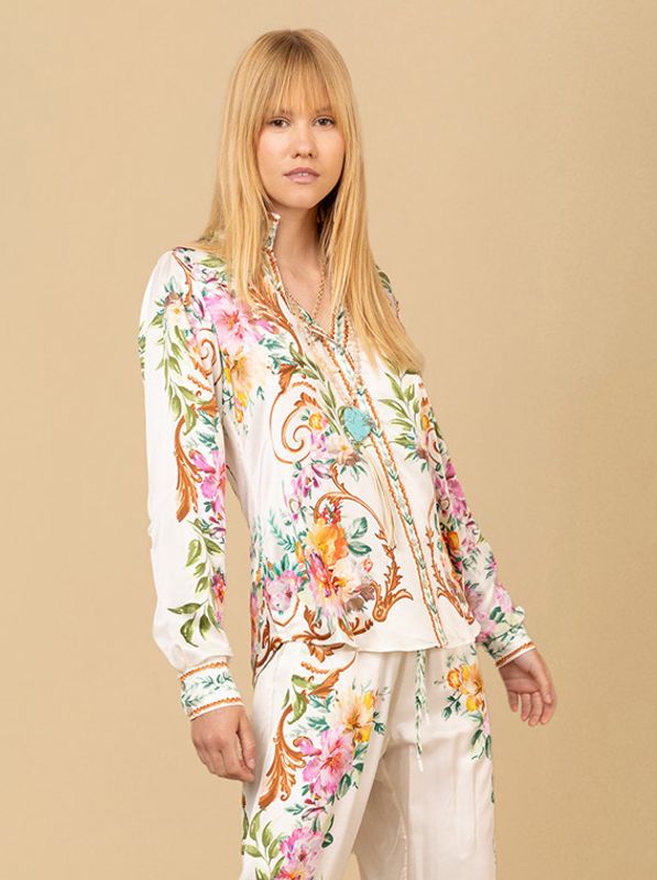Hale Bob Kahlani Blouse Silk/Viscose Ivory