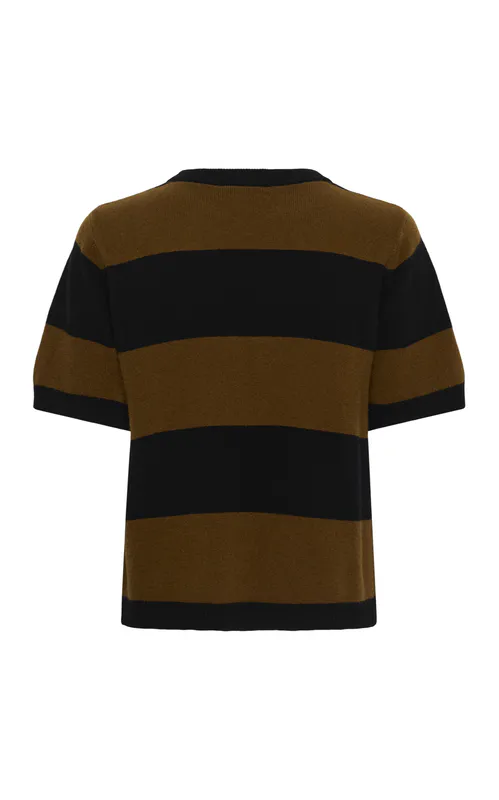 My Essential Wardrobe Jola Knit Pullover SS Bison/Black Stripe