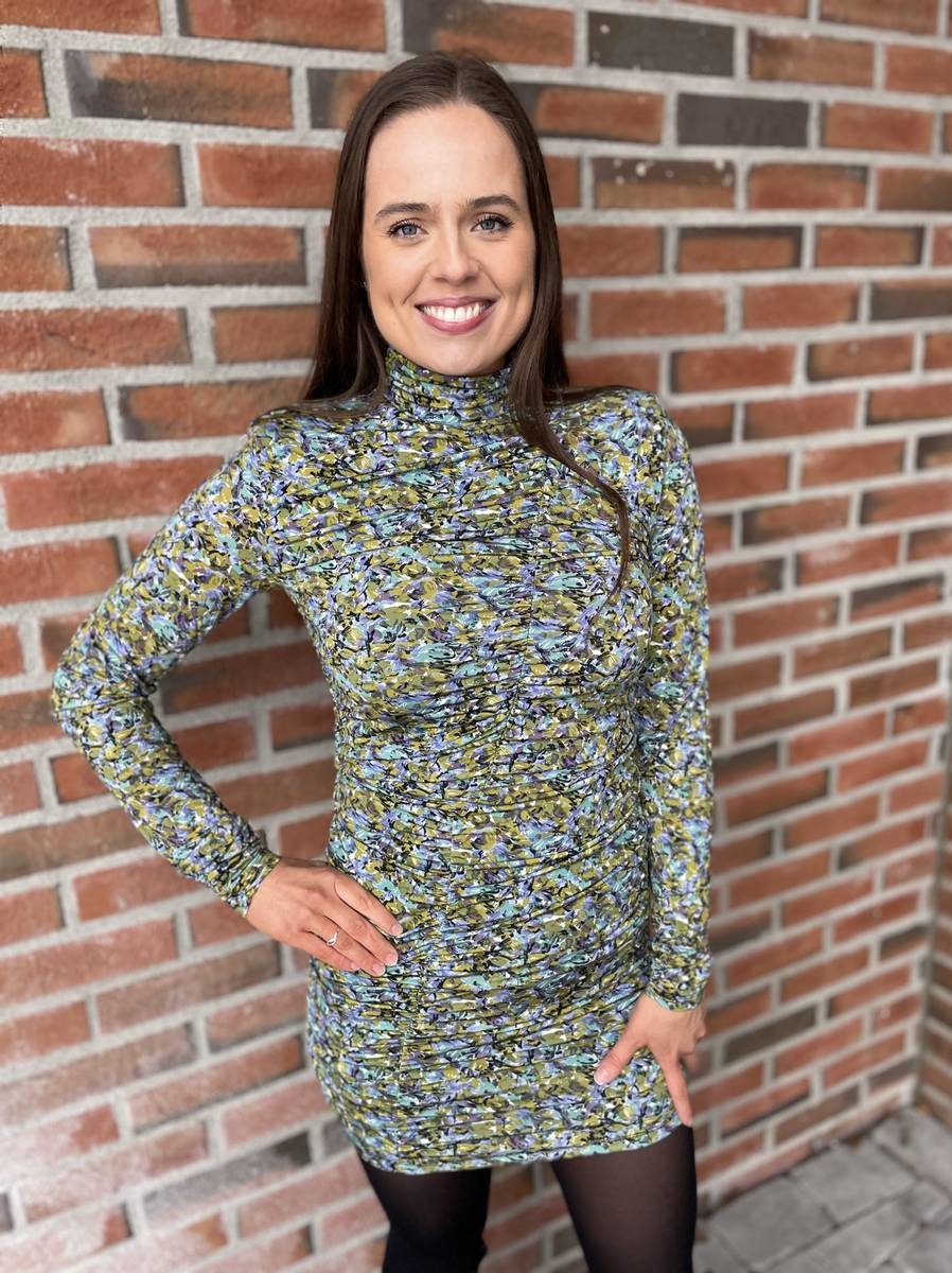 Gestuz Milia Dress Green/Blue Brush frokenpedersen.no