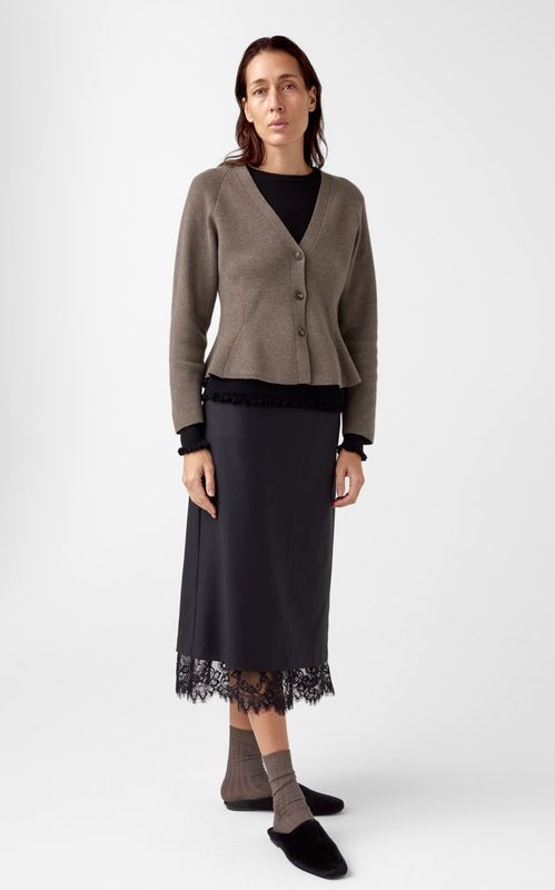 AKS Label Ginny Merino Cardigan Espresso