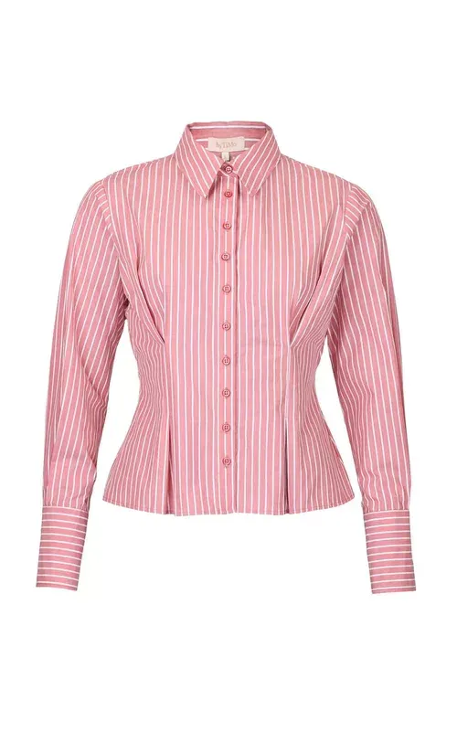 By TiMo Poplin Fitted Shirt White Stripes