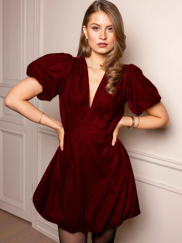 MissMaya Blake Dress Velvet Bordeaux