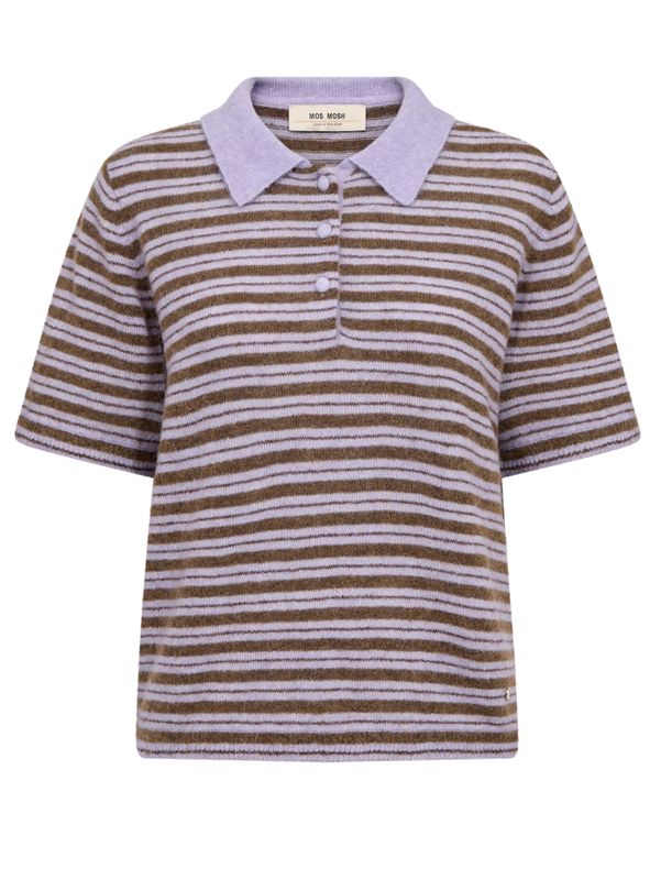Mos Mosh Milvi SS Stripe Polo Knit Violet Tulip
