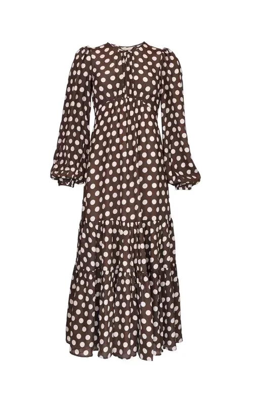 By TiMo Striped Organza Midi Dress Dots