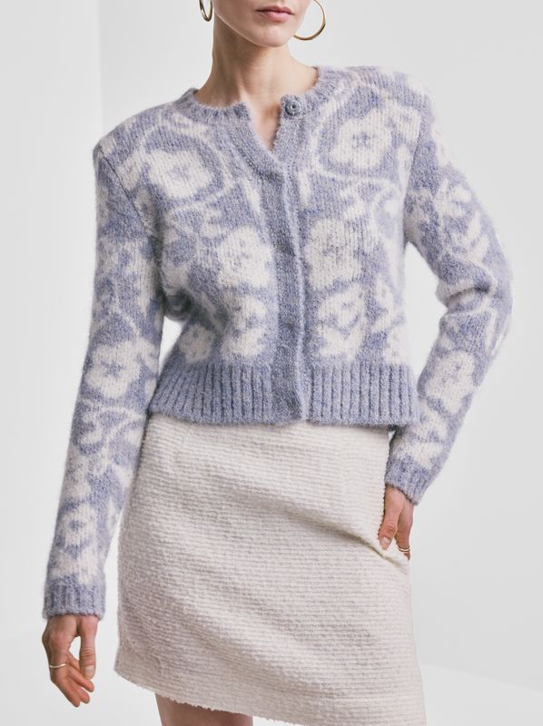 By TiMo Jacquard Knit Jacket Sky Blue