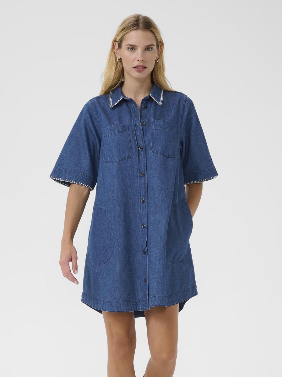 Part Two Sardia Dress Medium Blue Stitch