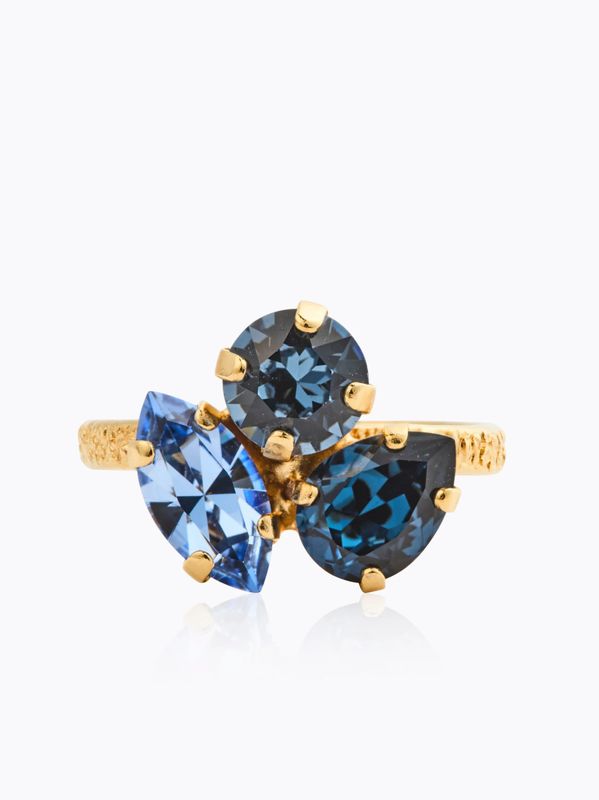 Caroline Svedbom Ana Ring Gold Denim Blue Combo
