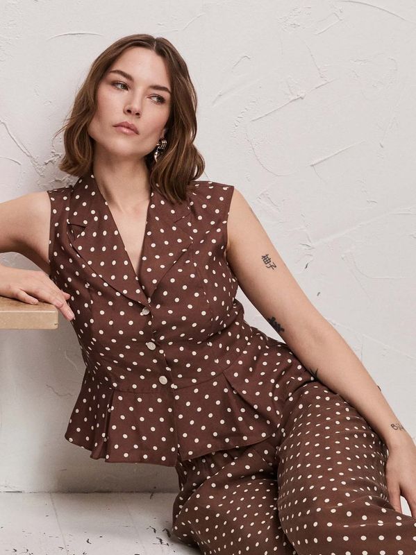Pia Tjelta Melrose Blouse Dots Brown