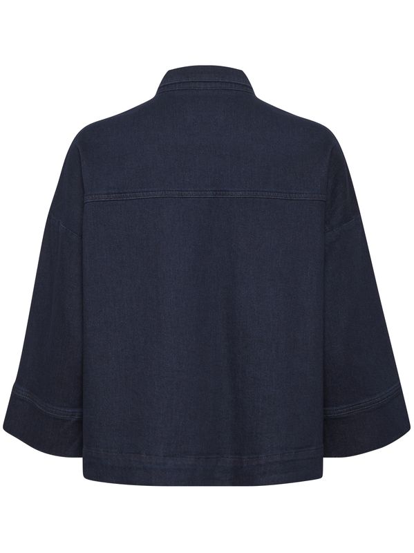 My Essential Wardrobe Lara Short Shirt 115 Dark Blue Un-Wash