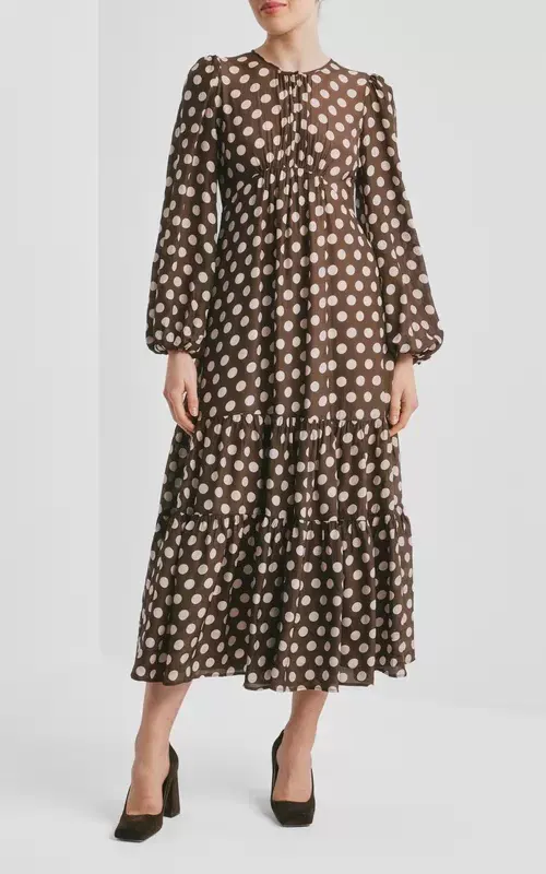 By TiMo Striped Organza Midi Dress Dots
