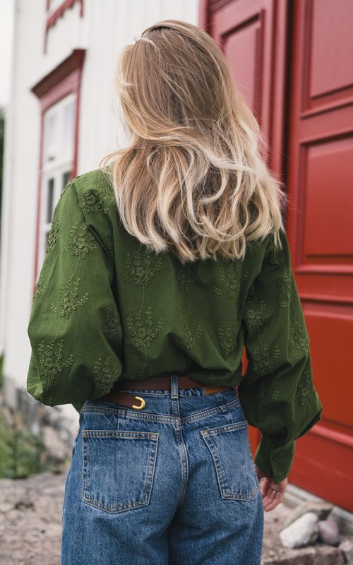 RAUS Camilla Top EMB Chive